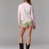 Pink Knit Zip Cardigan